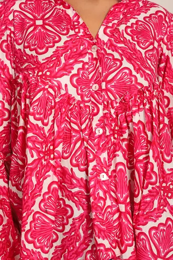 Pink and white cotton floral top