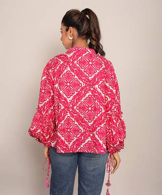Pink and white cotton floral top 6