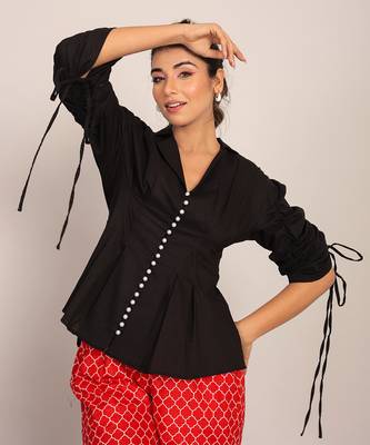 Black cotton solid top 1