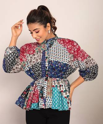 Multi cotton geometric top 1