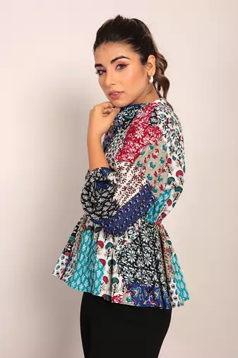 Multi cotton geometric top