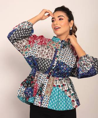 Multi cotton geometric top 4