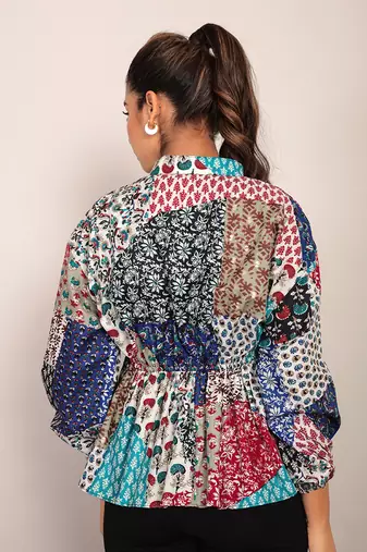 Multi cotton geometric top