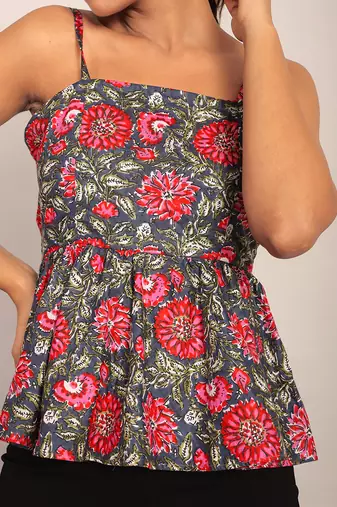 Multi cotton floral top