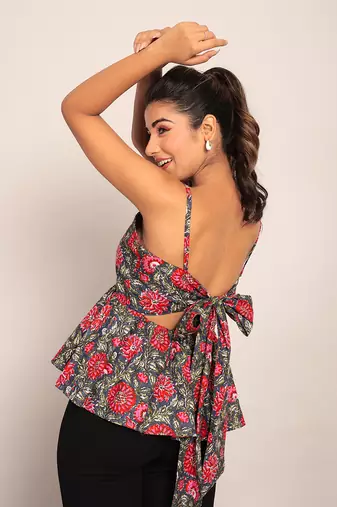 Multi cotton floral top