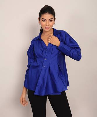 Blue glaze cotton solid top 1