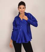 Blue glaze cotton solid top