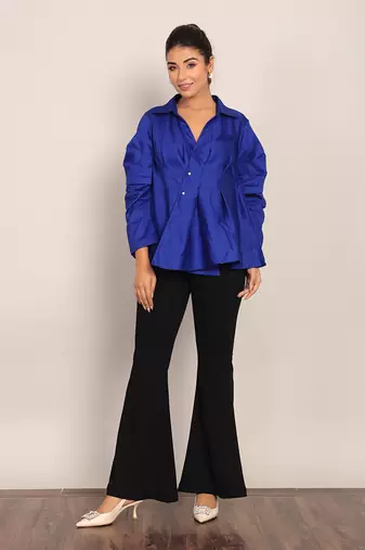 Blue glaze cotton solid top