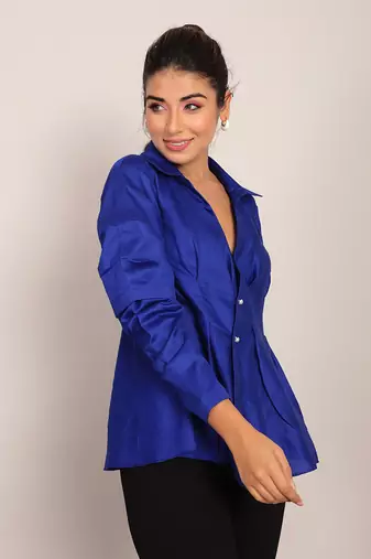 Blue glaze cotton solid top