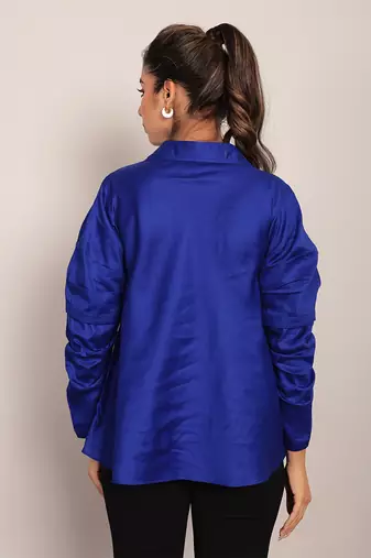 Blue glaze cotton solid top