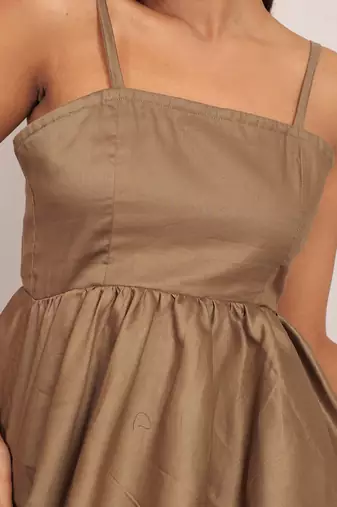 Khaki green glaze cotton solid top