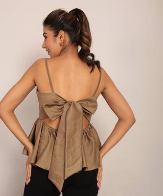 Khaki green glaze cotton solid top 6