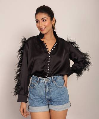 Black satin solid top 1