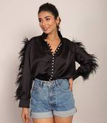 Black satin solid top