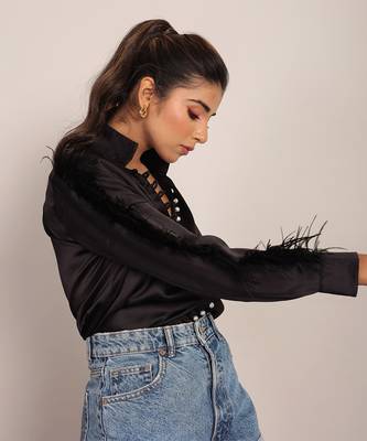 Black satin solid top 4