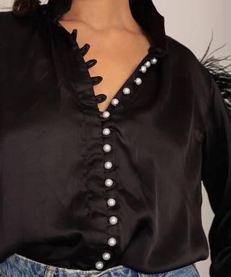 Black satin solid top 5