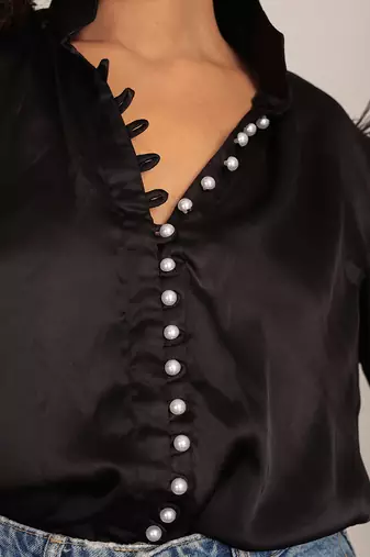 Black satin solid top