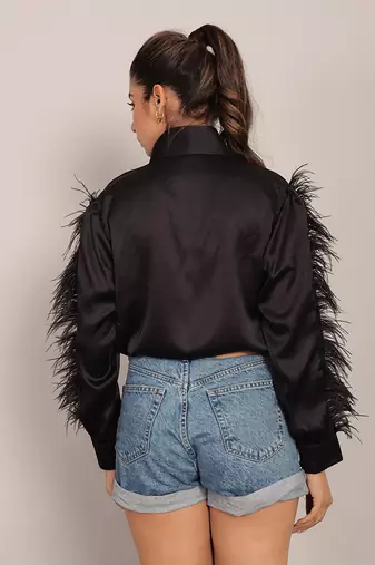 Black satin solid top
