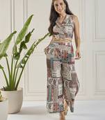 Winered women overlaped lapel collar co-ord set