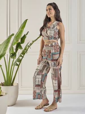 Winered women overlaped lapel collar co-ord set 3