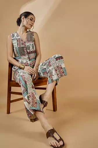 Winered women waistcoat and pant co-ord set