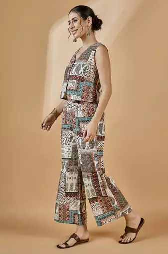 Winered women waistcoat and pant co-ord set