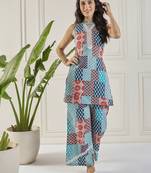 Winered women light blue printed halter neck co-ord set