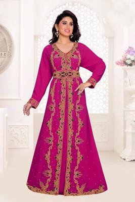 Wine color full sleeves Handmade Moroccan Kaftan 1