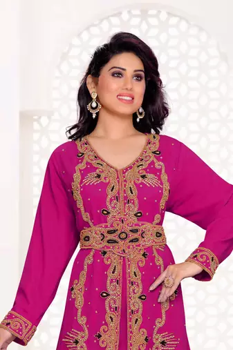 Wine color full sleeves Handmade Moroccan Kaftan