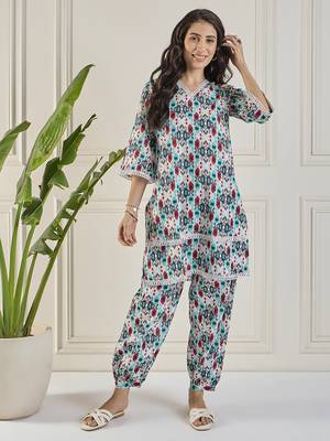 Winered women multicolor ikat print co-ord set 1