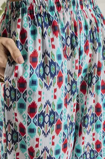 Winered women multicolor ikat print co-ord set