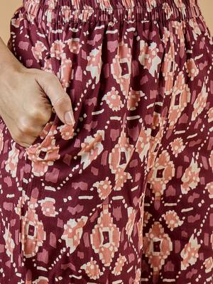 Winered women rust shawl collar waist tie-up co-ord set 5