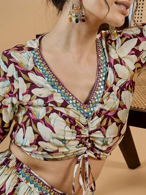 Winered women embroidered crop-top and skirt co-ord set 4