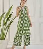 Winered women green halter neck co-ord set