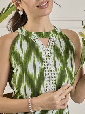 Winered women green halter neck co-ord set 4