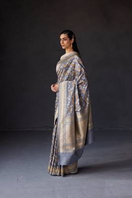 Designer Banarasi Soft silk Woven Saree With Blouse For Women'S 3