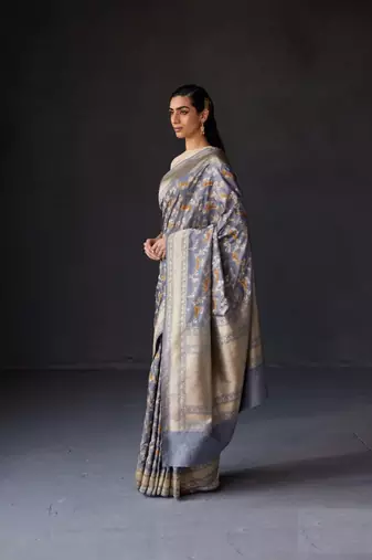 Designer Banarasi Soft silk Woven Saree With Blouse For Women'S