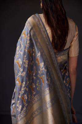 Designer Banarasi Soft silk Woven Saree With Blouse For Women'S 5