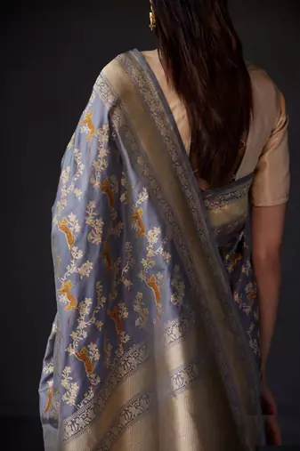 Designer Banarasi Soft silk Woven Saree With Blouse For Women'S