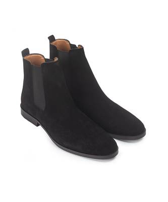 Black suede-leather chelsea boots 1