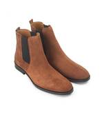 Brown suede-leather chelsea boots