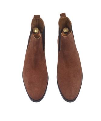 Brown suede-leather chelsea boots 4