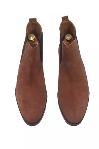 Brown suede-leather chelsea boots