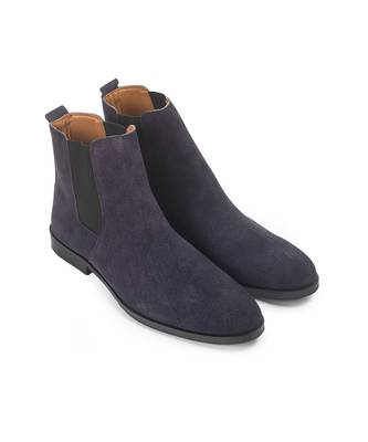 Navy suede-leather chelsea boots 1