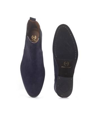 Navy suede-leather chelsea boots 3
