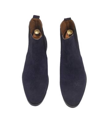 Navy suede-leather chelsea boots 4