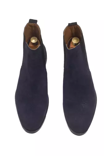 Navy suede-leather chelsea boots