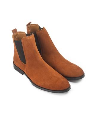 Tan suede-leather chelsea boots 1