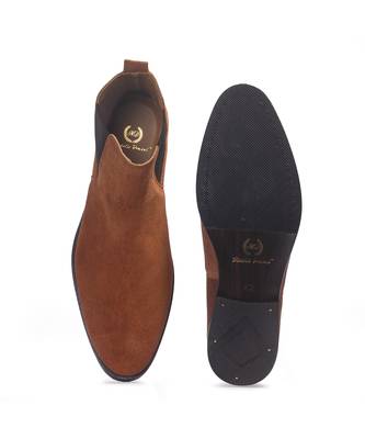 Tan suede-leather chelsea boots 3