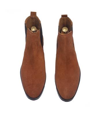 Tan suede-leather chelsea boots 4